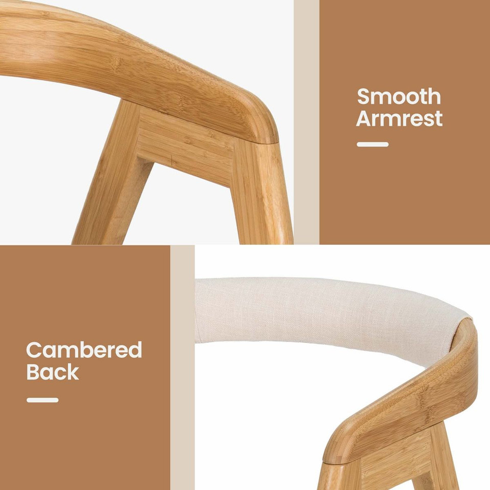 Bamboo Upholstered Dining Chair with Curved Back product image