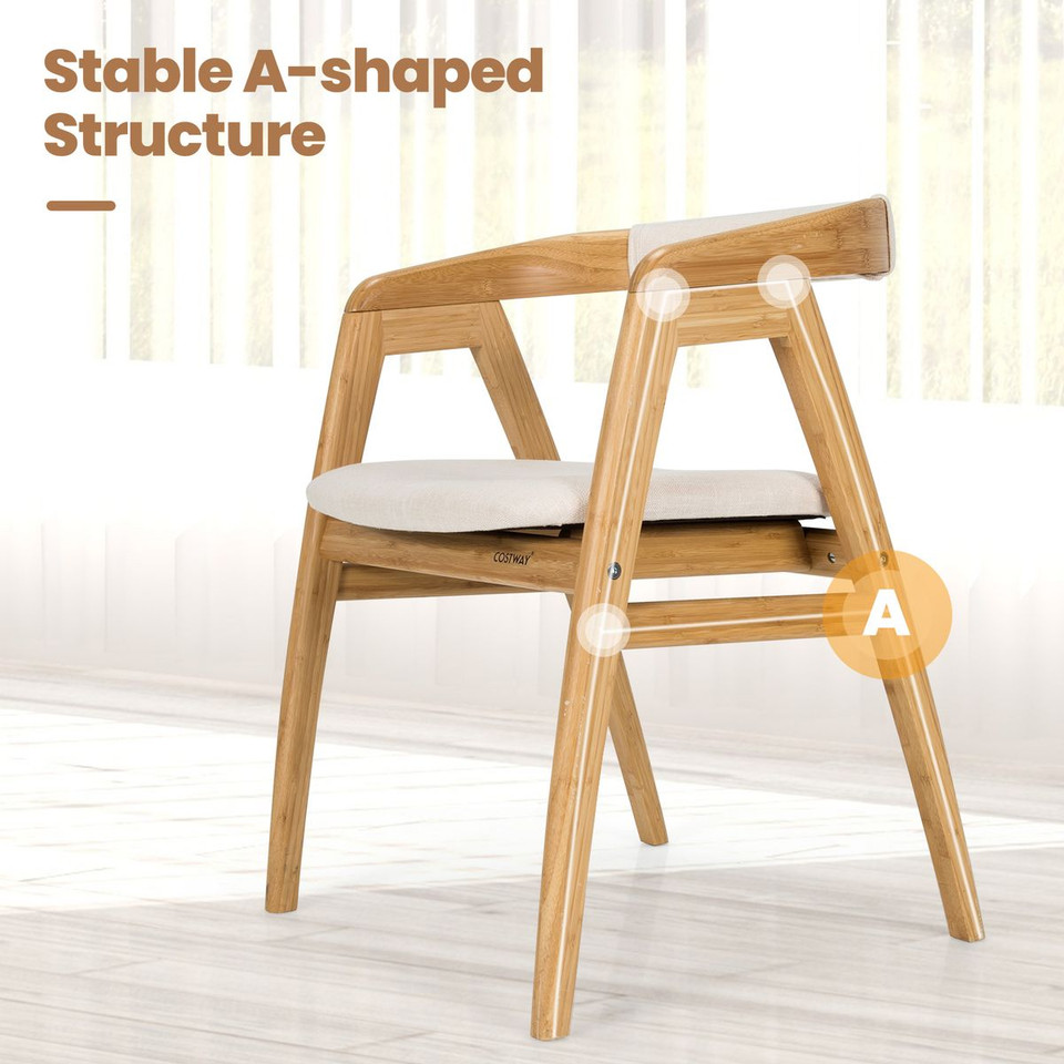 Bamboo Upholstered Dining Chair with Curved Back product image