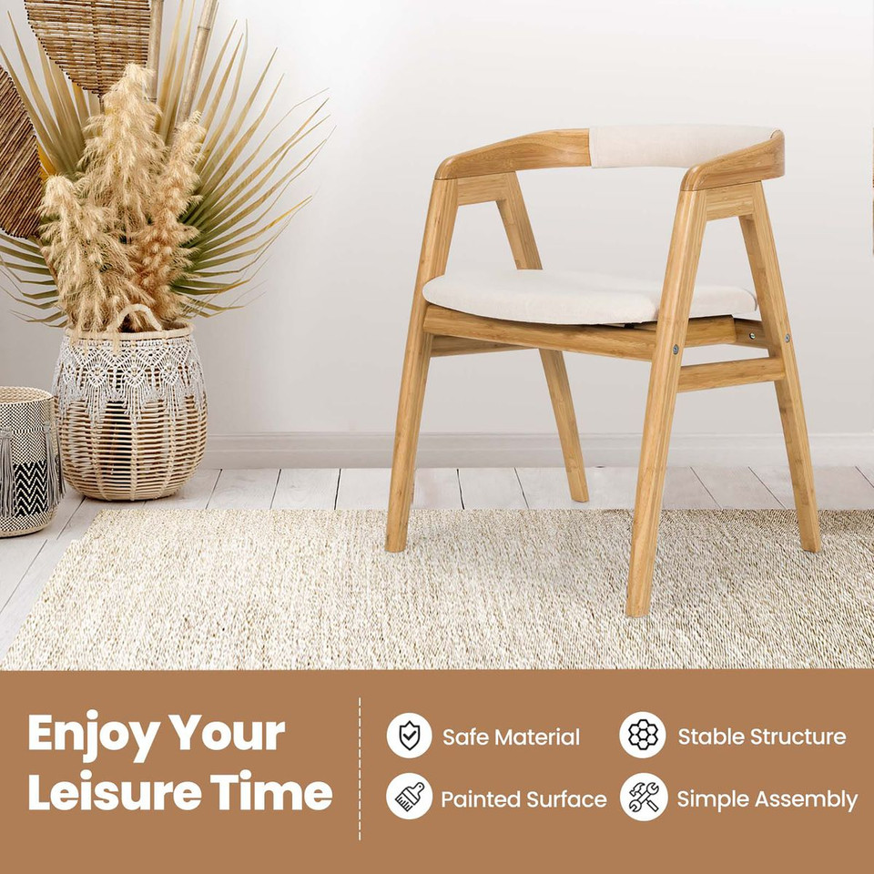 Bamboo Upholstered Dining Chair with Curved Back product image