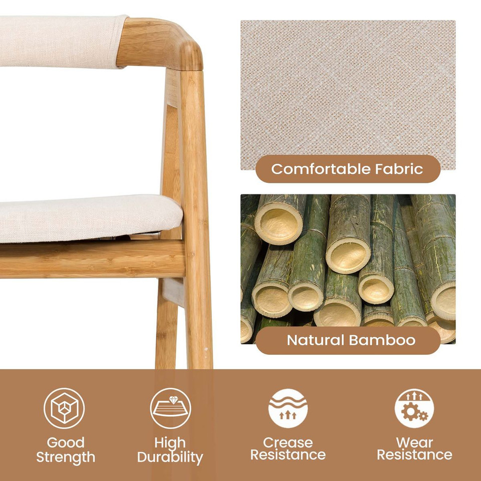 Bamboo Upholstered Dining Chair with Curved Back product image