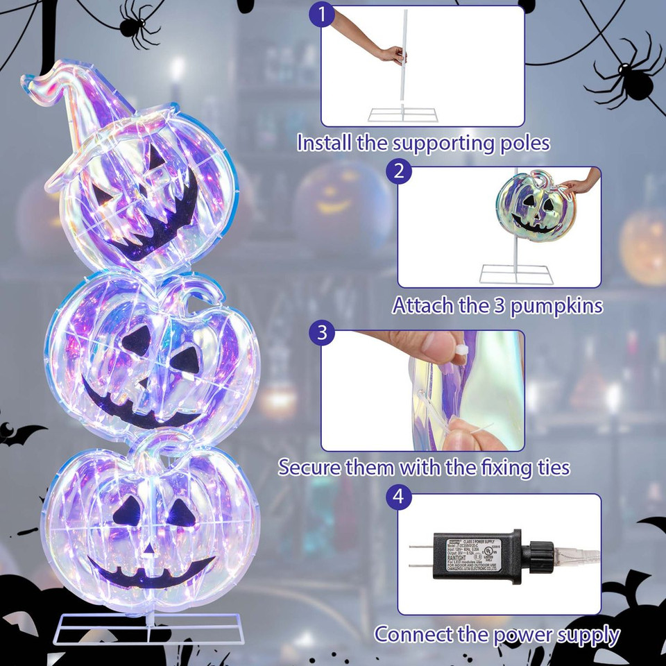 3.4-foot Halloween Stacked Pumpkins with 150 LED product image