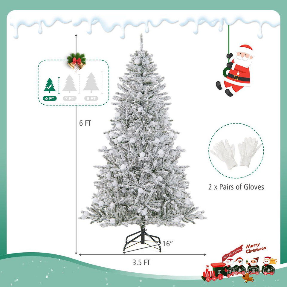 Snow-Flocked Artificial Christmas Tree with LED Lights and Remote Control product image