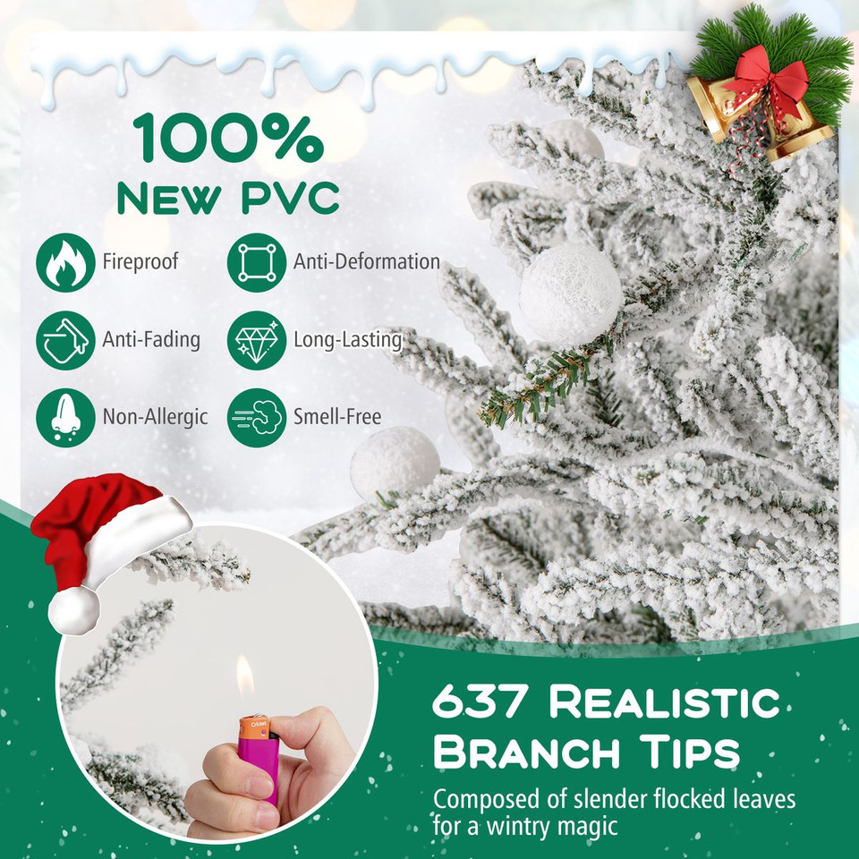 Snow-Flocked Artificial Christmas Tree with LED Lights and Remote Control product image
