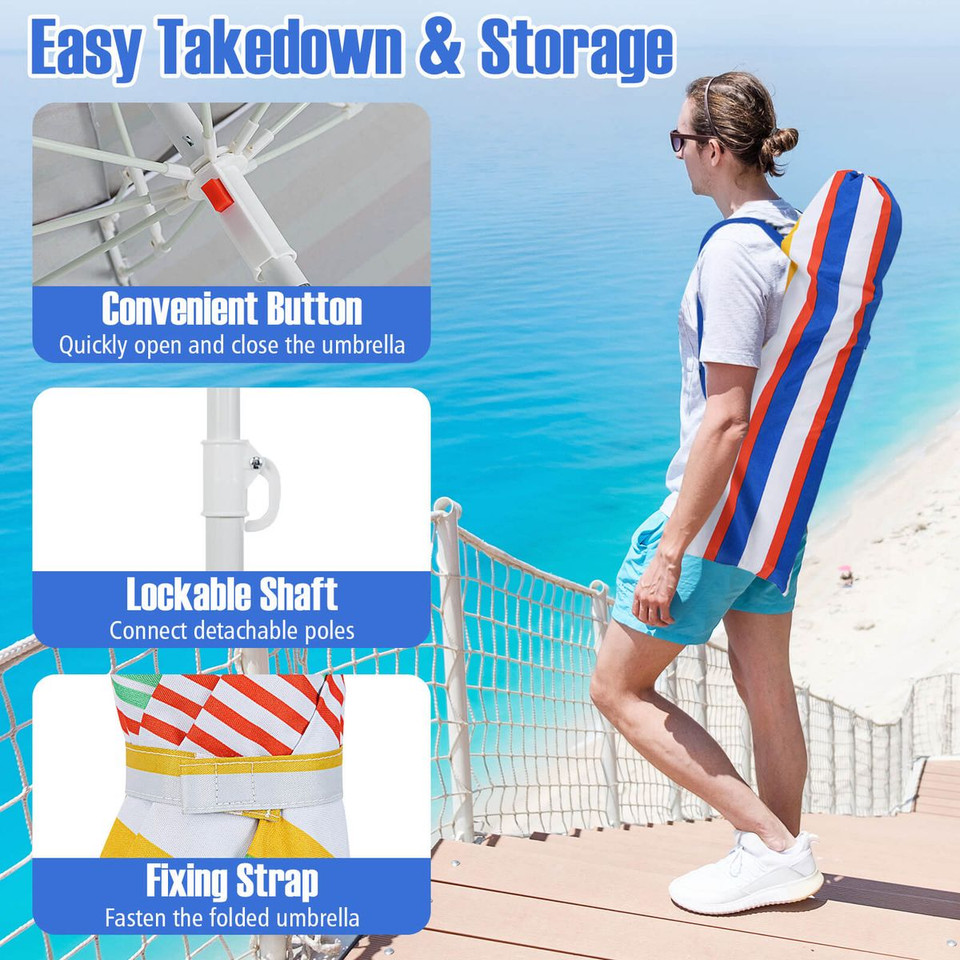  6.5 FT Beach Outdoor Umbrella with Carrying Bag product image