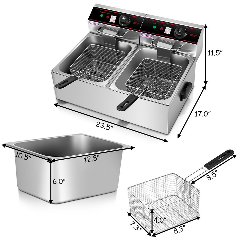 3400W Electric Dual Tank Deep Fryer product image
