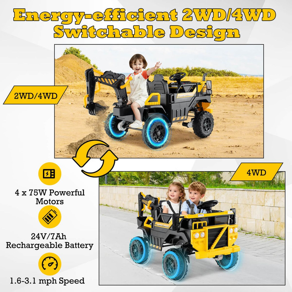 Kids' 24V Ride-On Excavator with Remote Control product image
