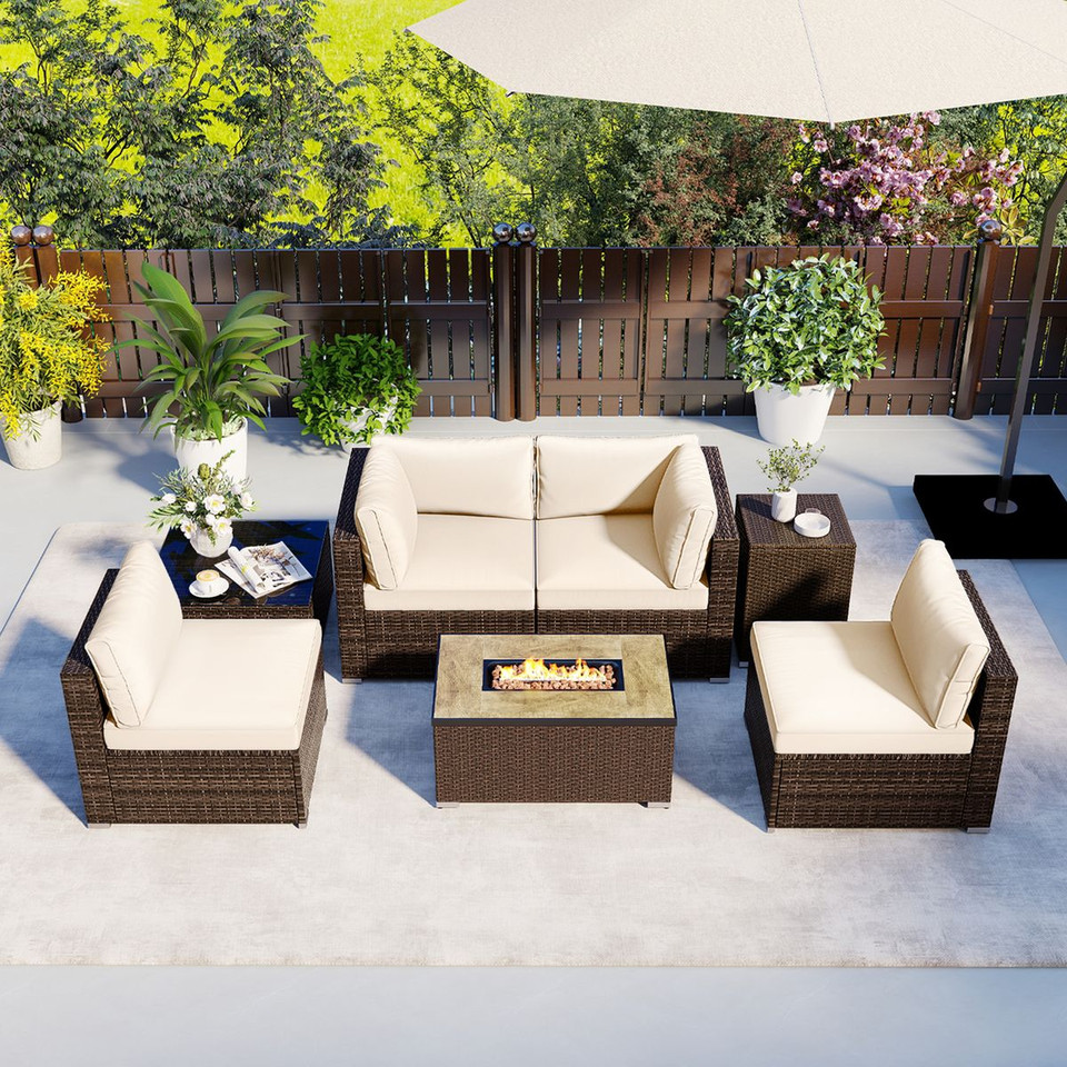 7-Piece Outdoor Furniture Set with 32" Fire Pit Table  product image