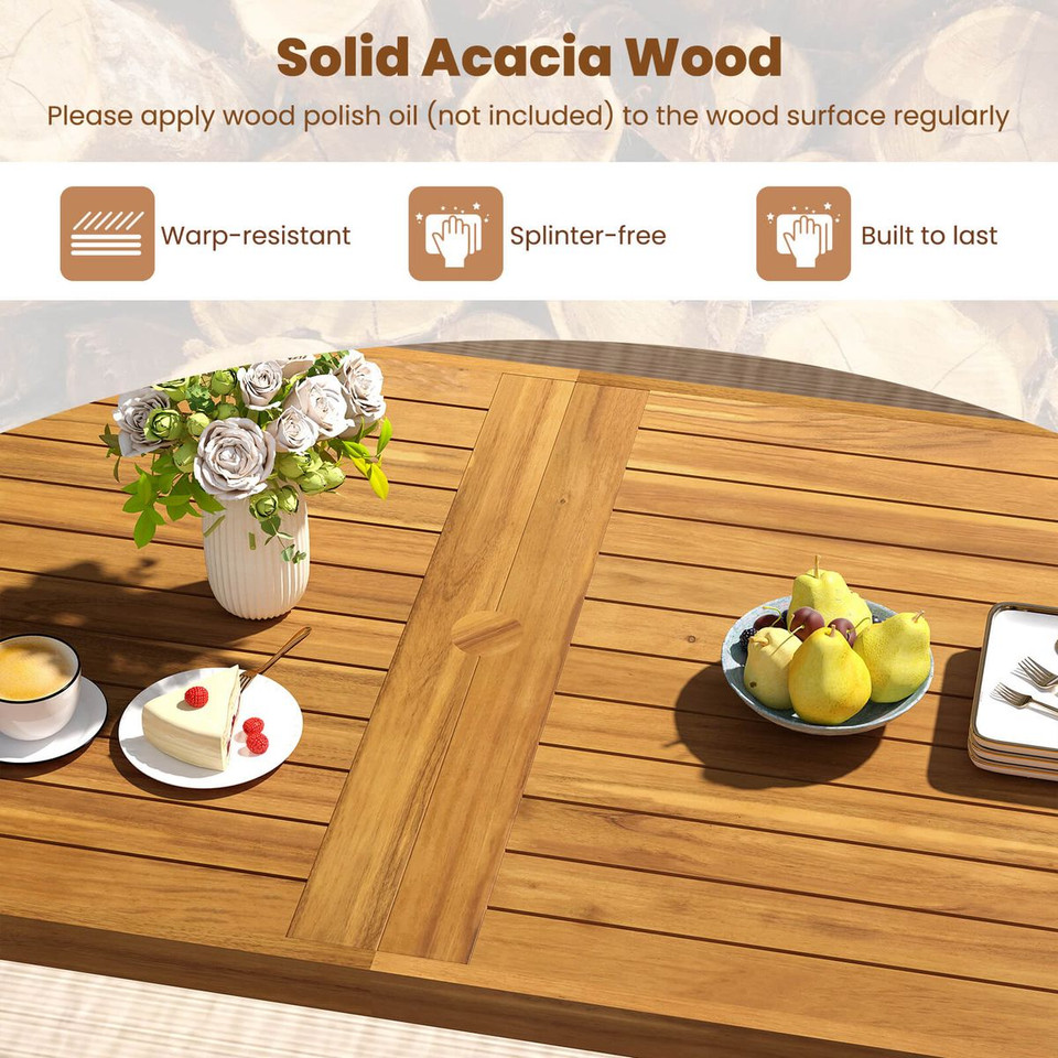 63" Acacia Wood Dining Table with Slatted Tabletop  product image