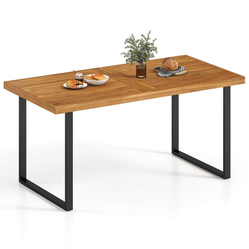 63" Acacia Wood Dining Table with Slatted Tabletop  product image