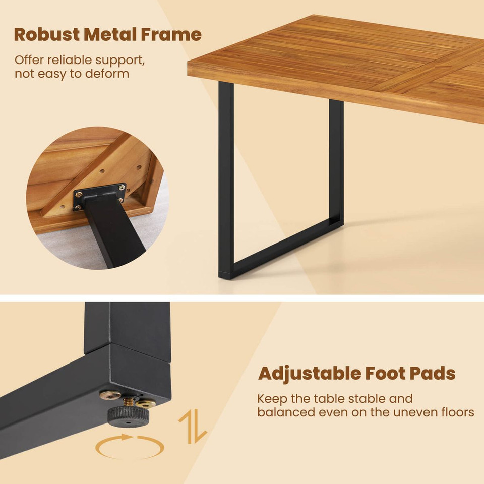 63" Acacia Wood Dining Table with Slatted Tabletop  product image