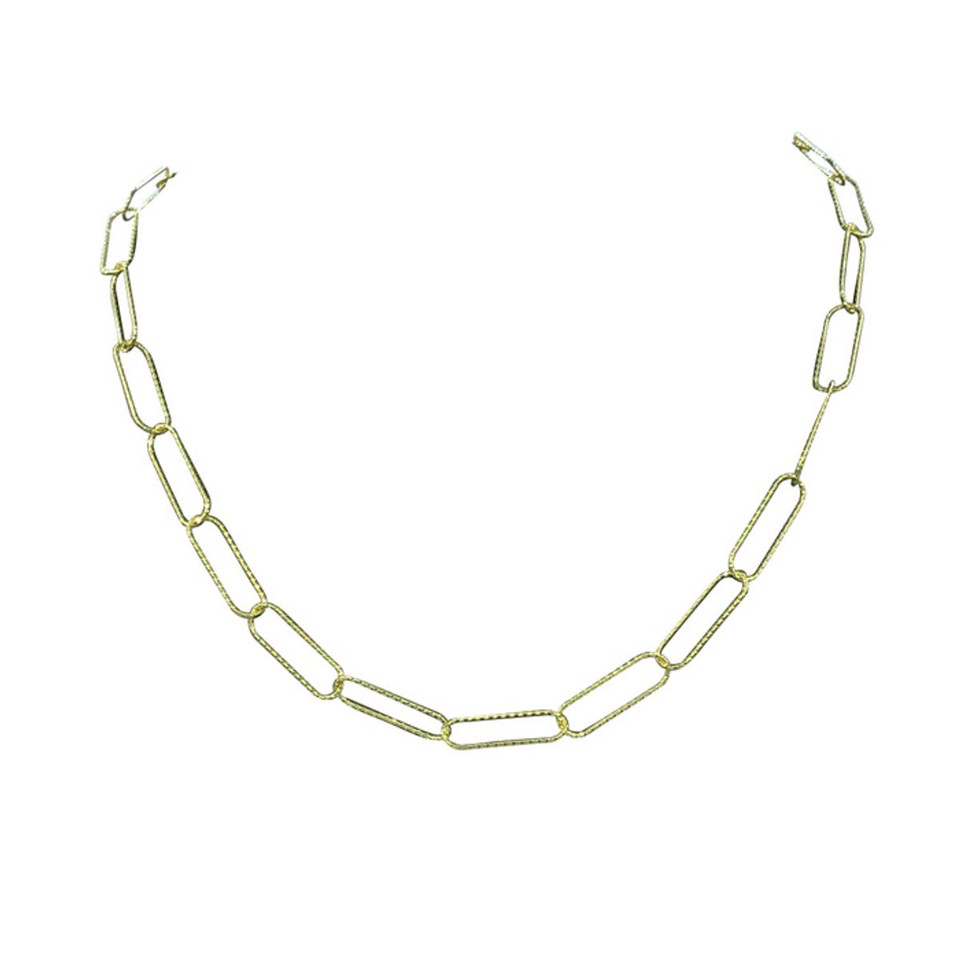 14K Yellow Gold Textured Paperclip Chain Necklace product image
