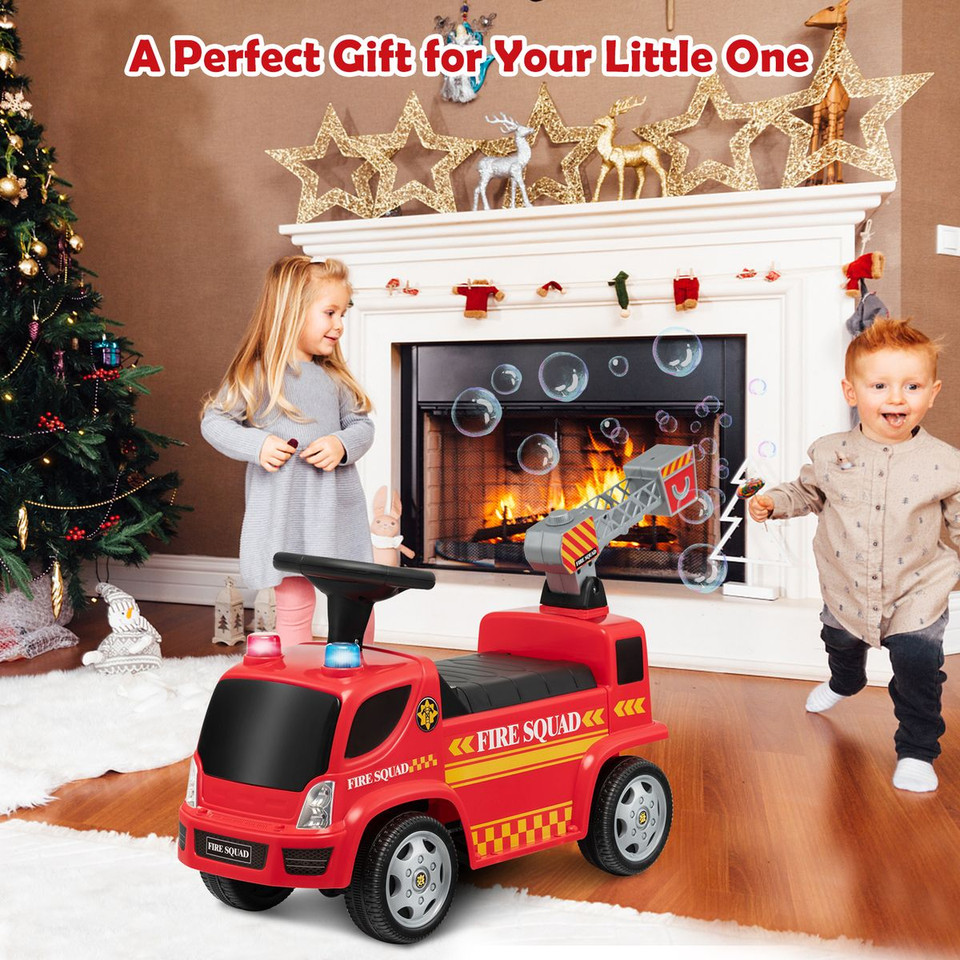 Kids' Foot-to-Floor Fire Truck with Music and Bubble Maker product image