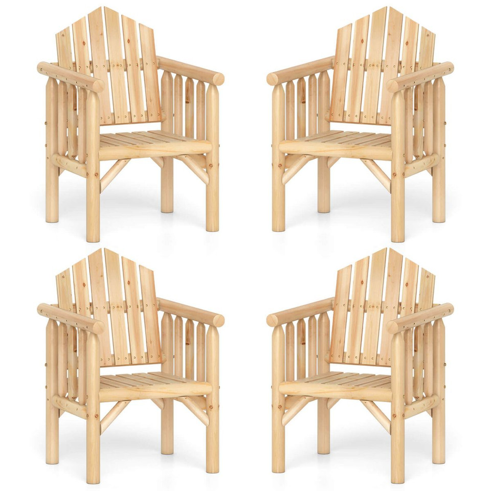 Outdoor Wood Armchair with Reclined Backrest product image
