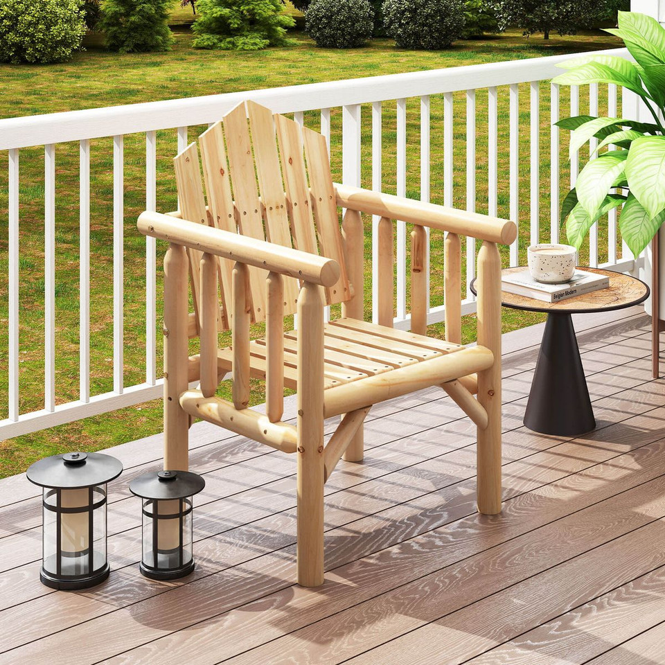 Outdoor Wood Armchair with Reclined Backrest product image