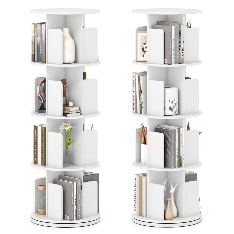  4-Tier Rotating Bookshelf with 360° Display Rack and Dividers product image