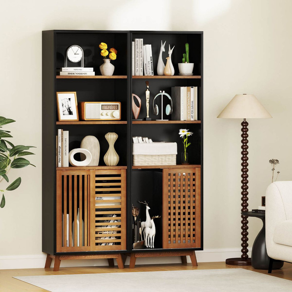 5-Tier Bookcase with 3-Position Adjustable Shelf  and Sliding Doors product image