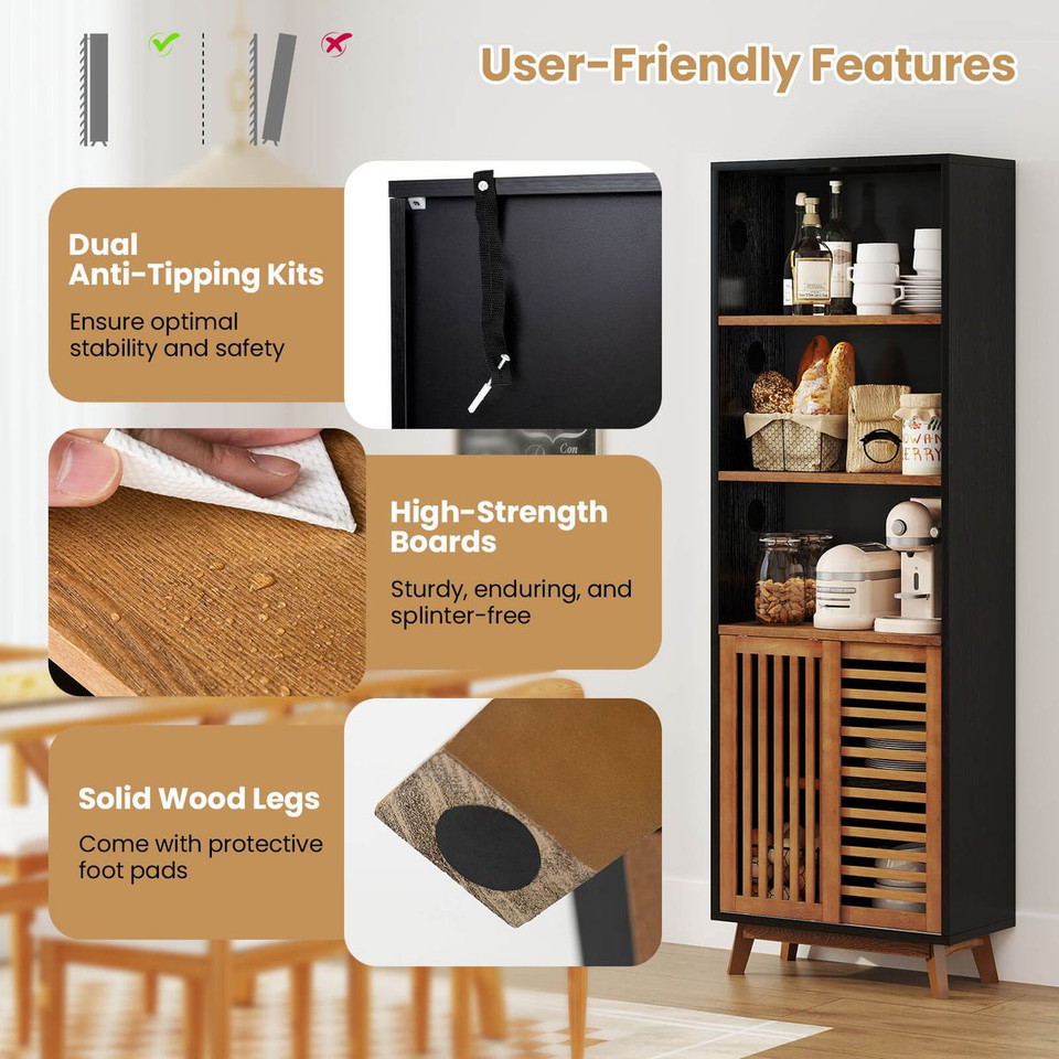 5-Tier Bookcase with 3-Position Adjustable Shelf  and Sliding Doors product image