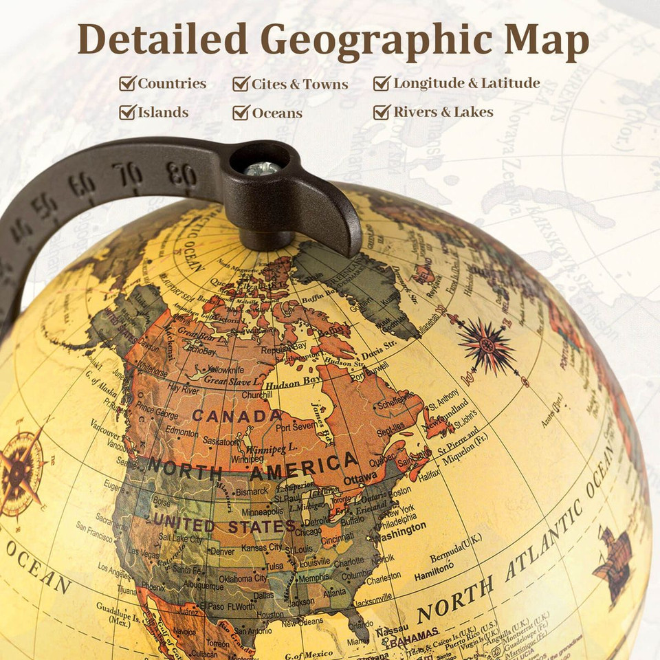 5.5-Inch Desktop Rotating Antique World Globe product image