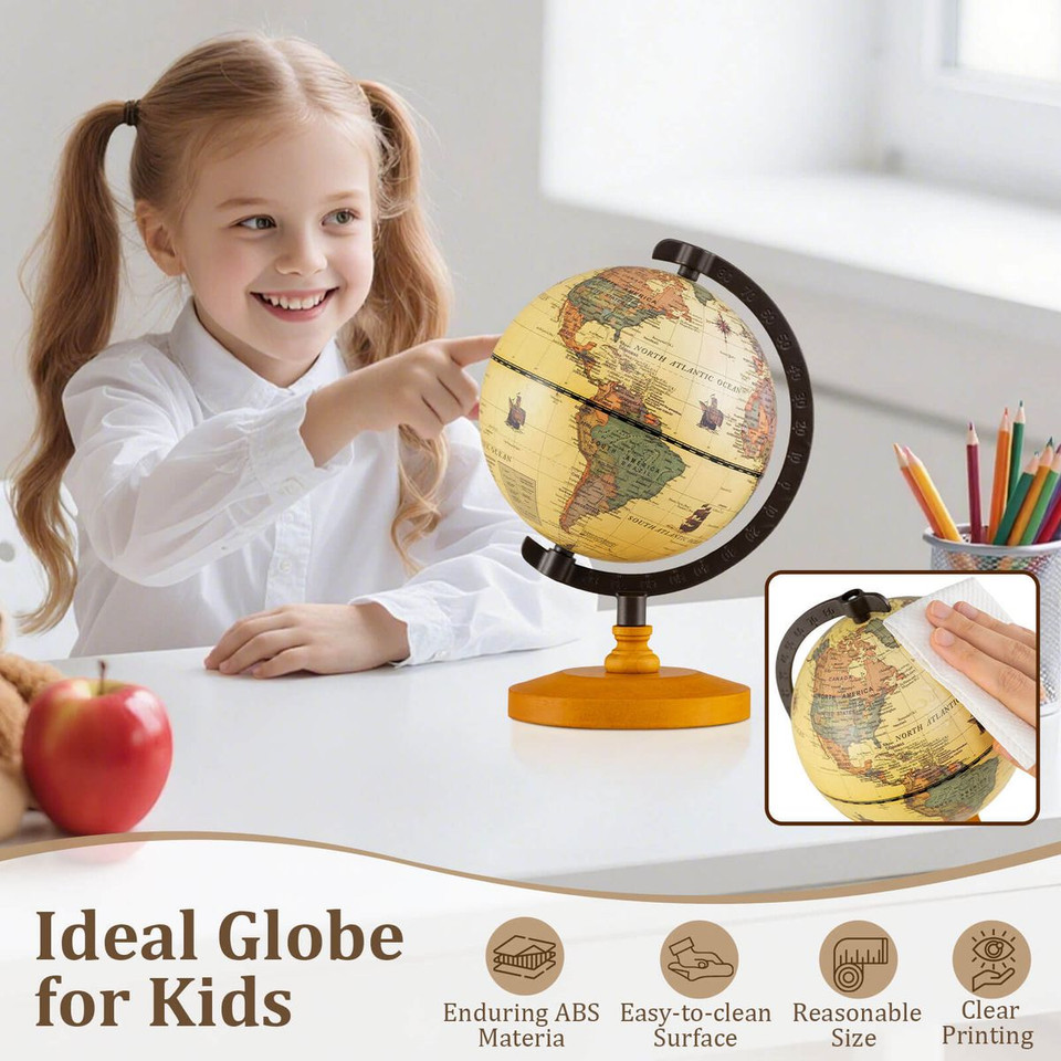 5.5-Inch Desktop Rotating Antique World Globe product image