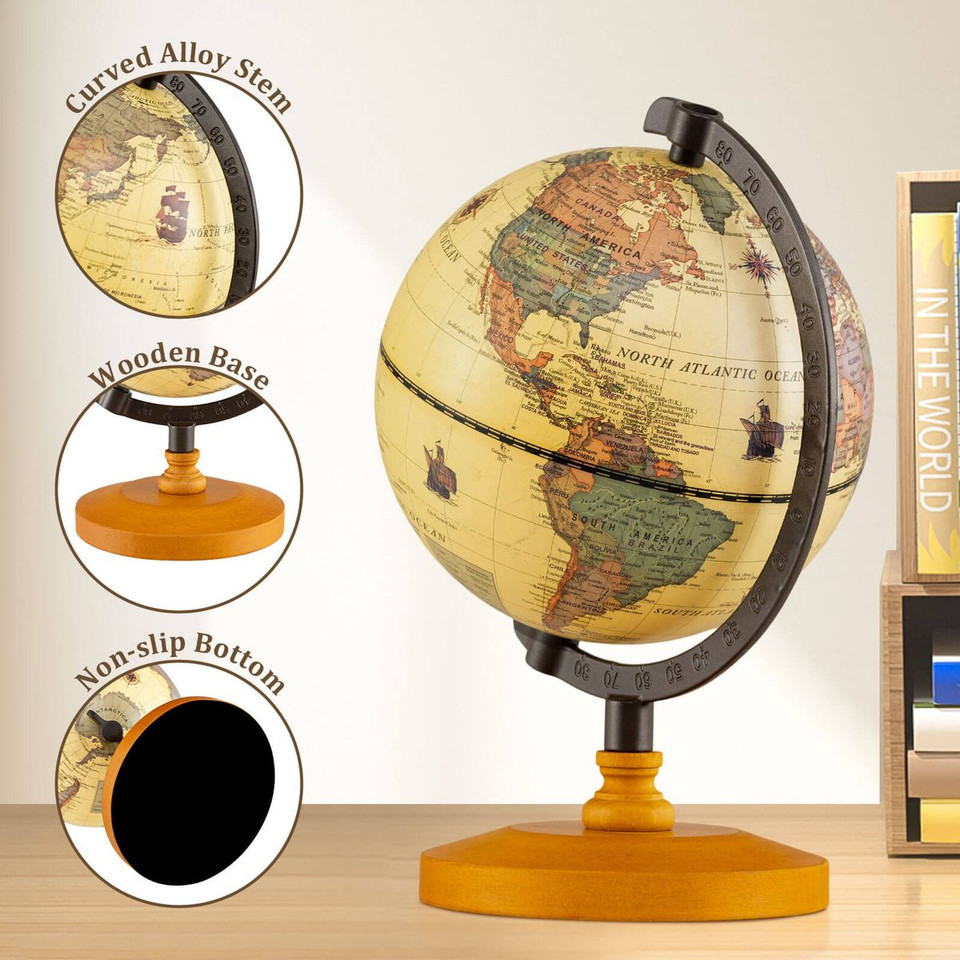 5.5-Inch Desktop Rotating Antique World Globe product image