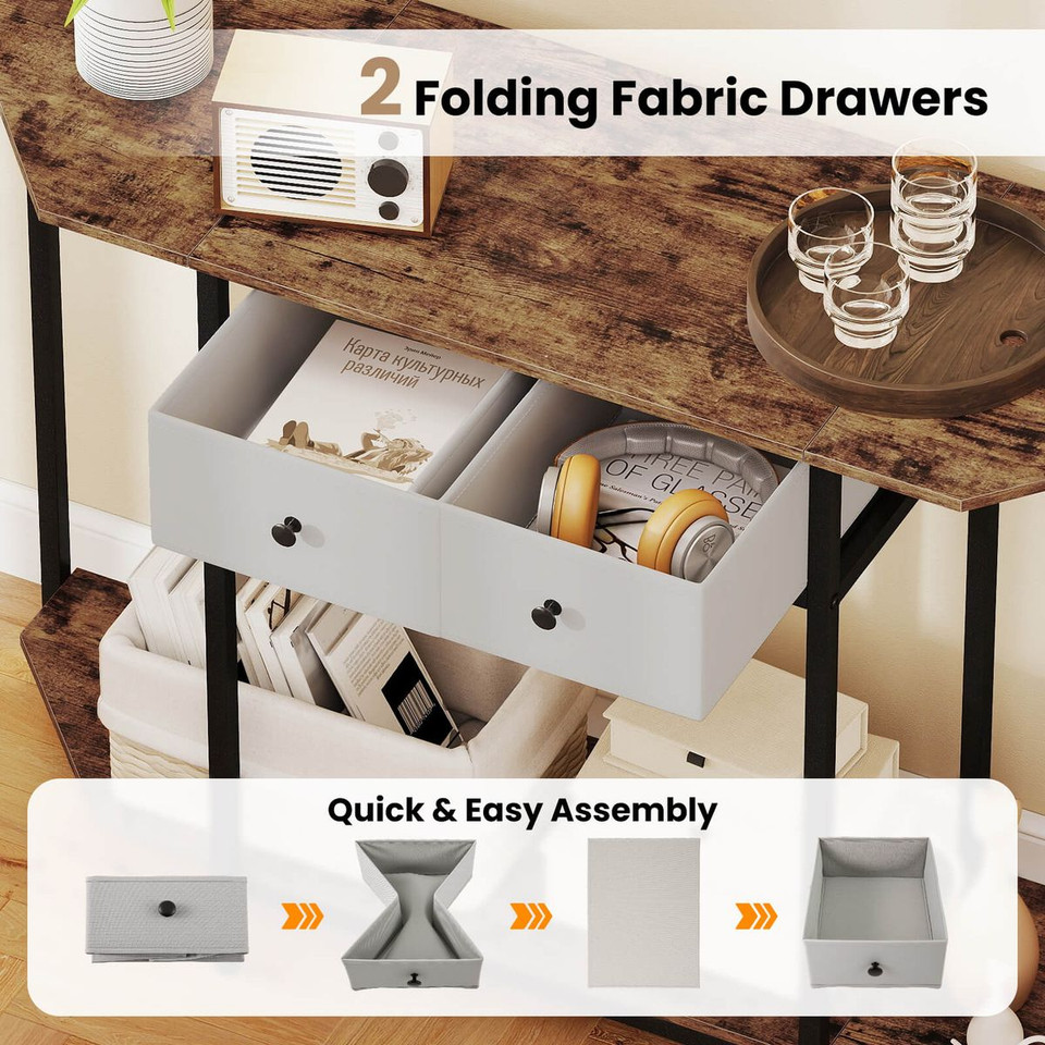 51" Polygonal Console Table with 2 Drawers product image