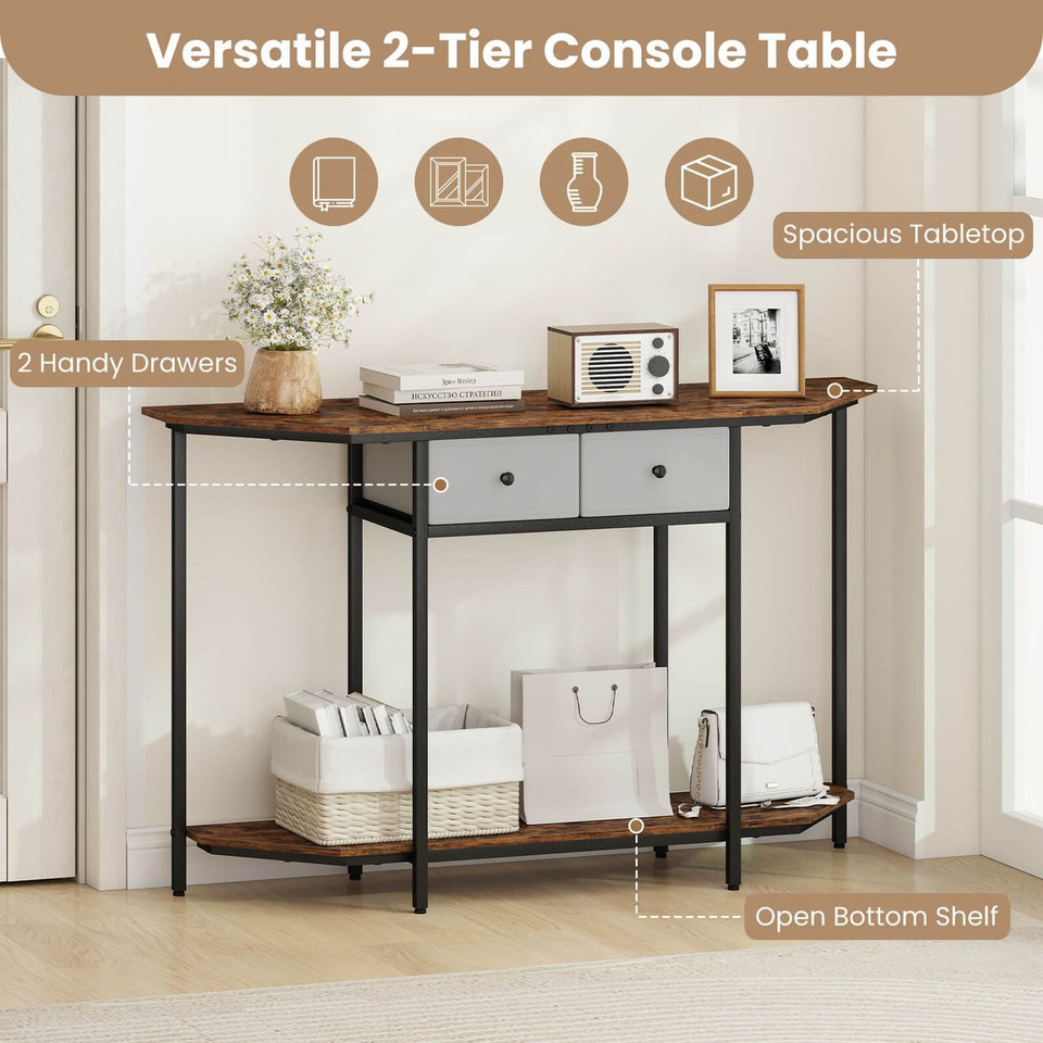 51" Polygonal Console Table with 2 Drawers product image