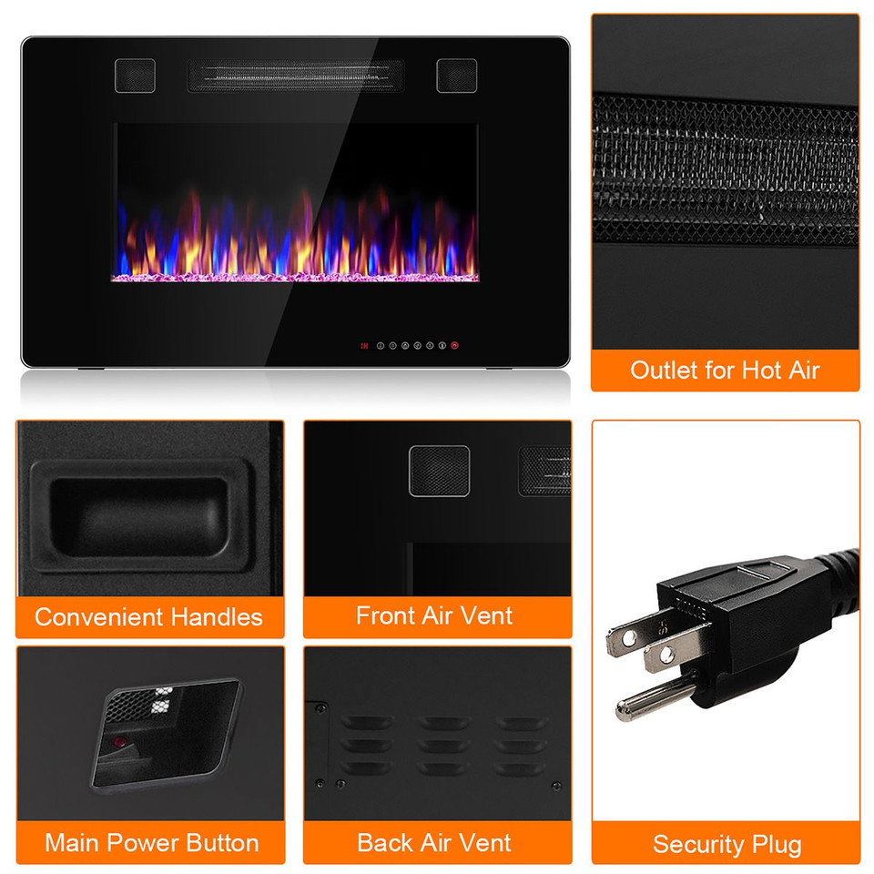 Electric Ultra Thin Wall Mounted Recessed Fireplace product image