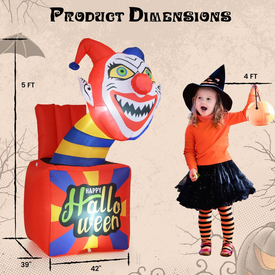 5-foot Inflatable Jack-in-the-Box Clown product image