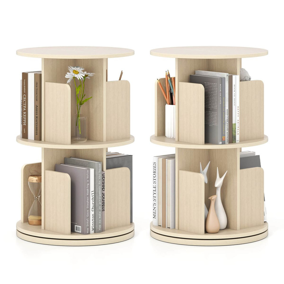 2-Tier Rotating Bookshelf with 360° Swivel product image
