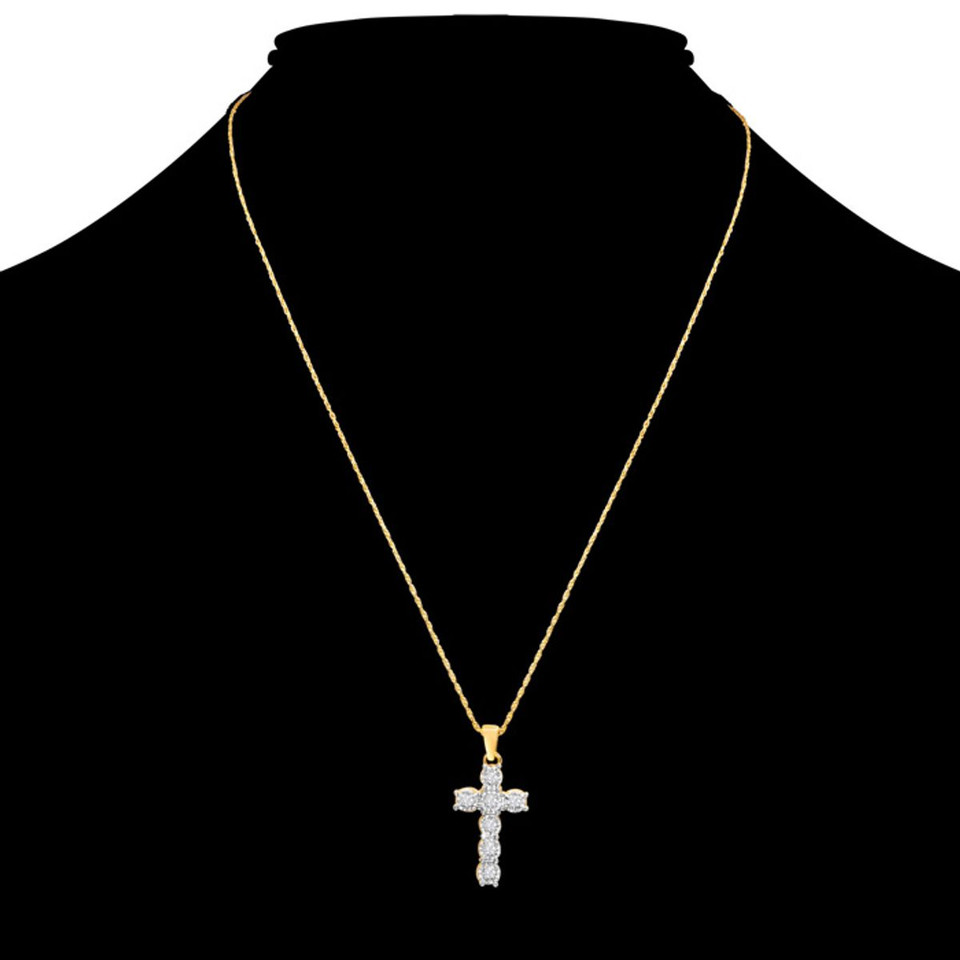 1/10 Carat Diamond Cross Necklace In Yellow Gold product image