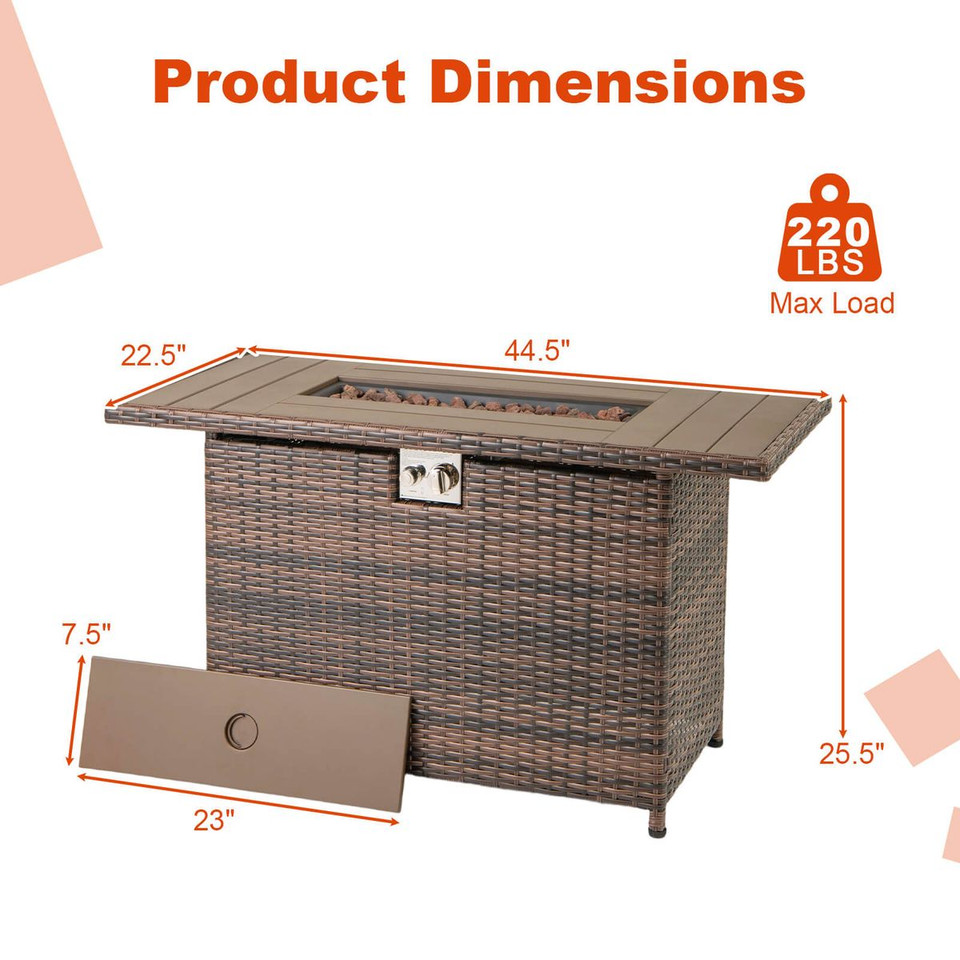 44.5" Propane Fire Pit Table with Metal Slatted Tabletop product image