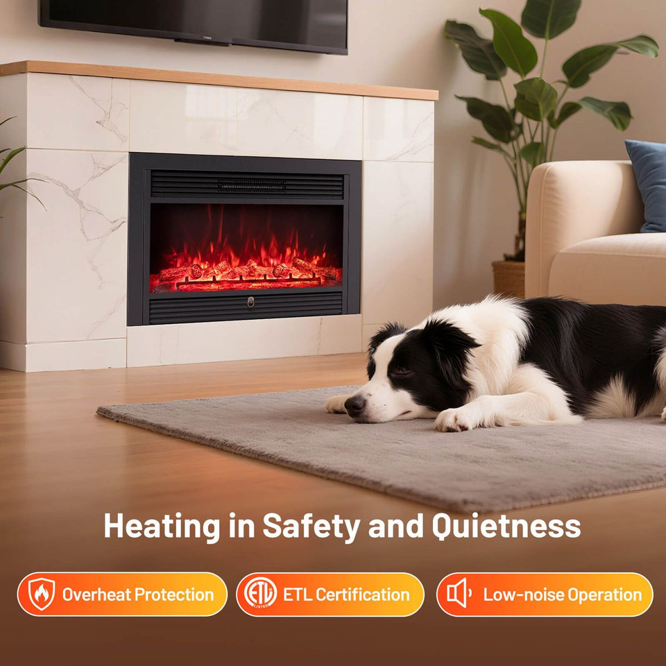 33" Electric 750W Recessed Fireplace with Adjustable Thermostat product image