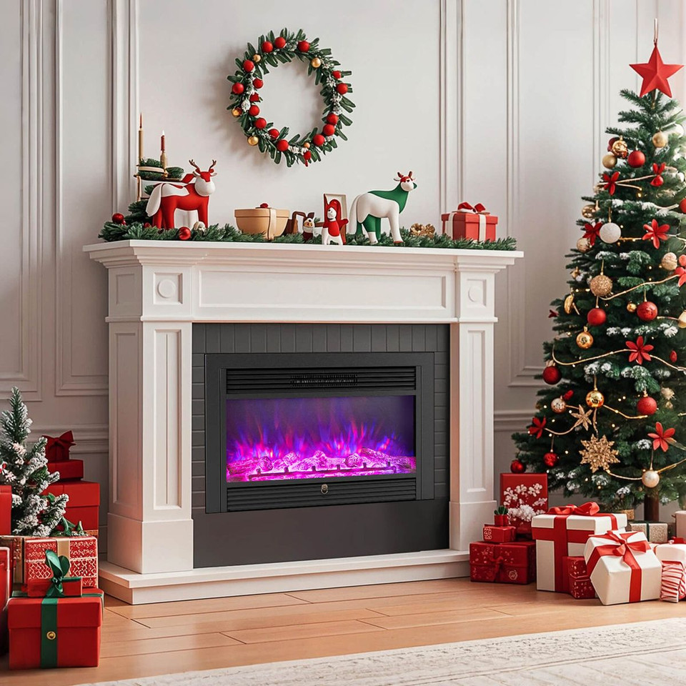 33" Electric 750W Recessed Fireplace with Adjustable Thermostat product image