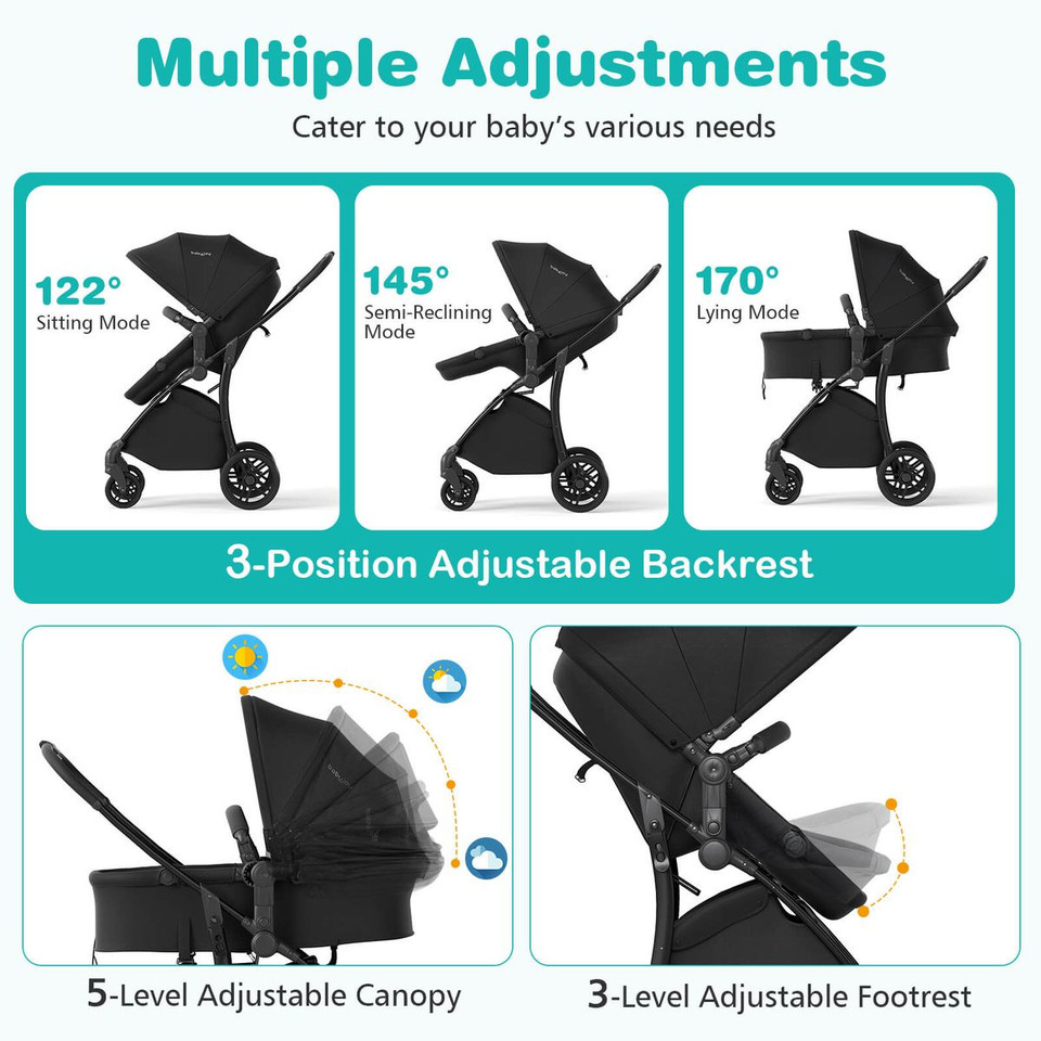 2-in-1 High Landscape Baby Stroller with Storage Basket product image