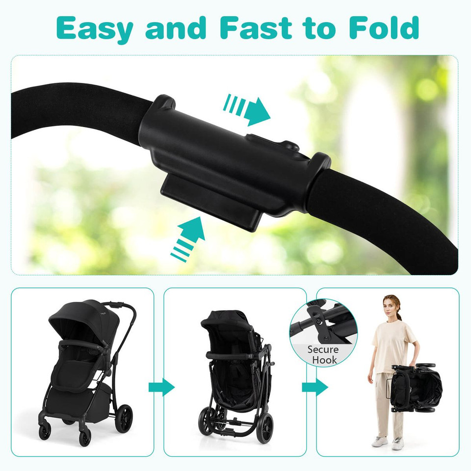2-in-1 High Landscape Baby Stroller with Storage Basket product image