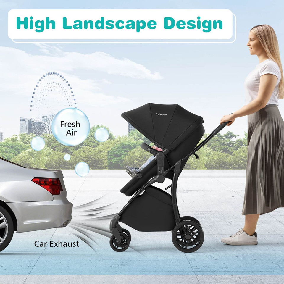 2-in-1 High Landscape Baby Stroller with Storage Basket product image