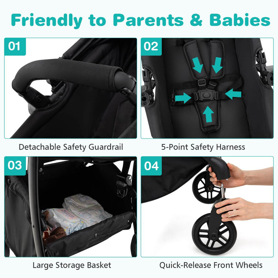 2-in-1 High Landscape Baby Stroller with Storage Basket product image