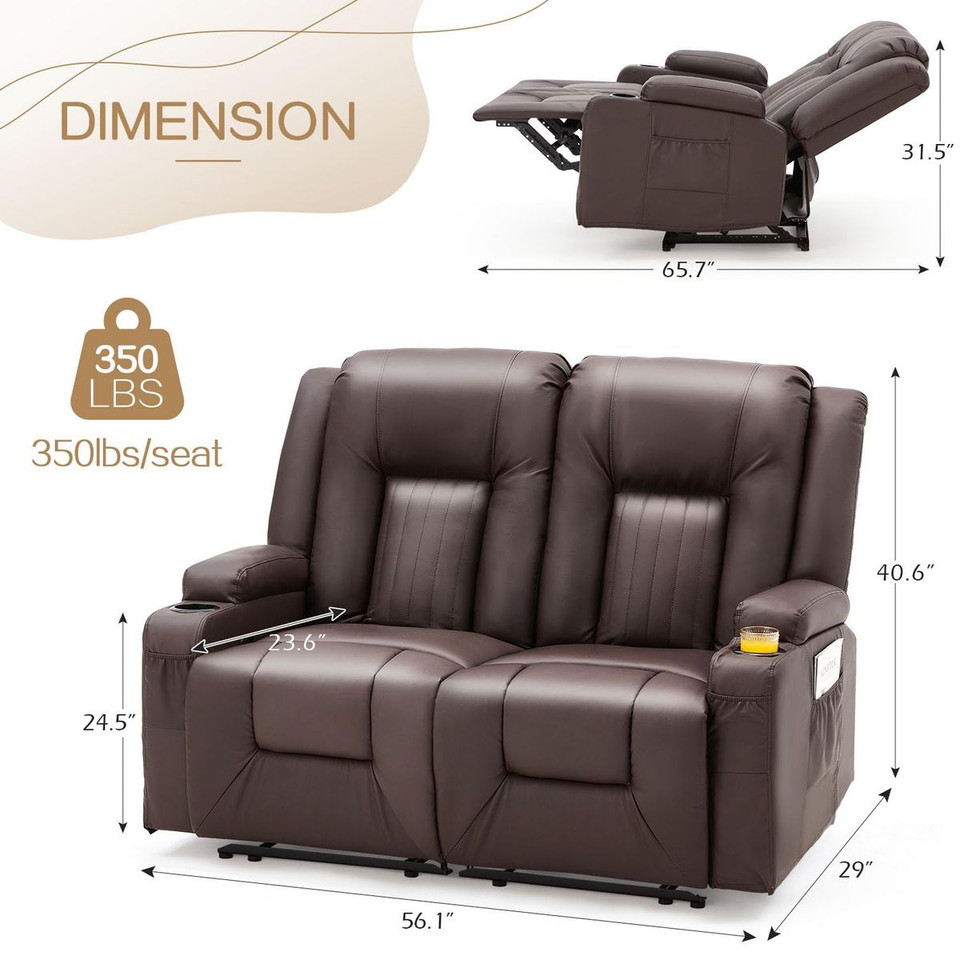 Loveseat Recliner with  Cup Holder and Side Pockets product image