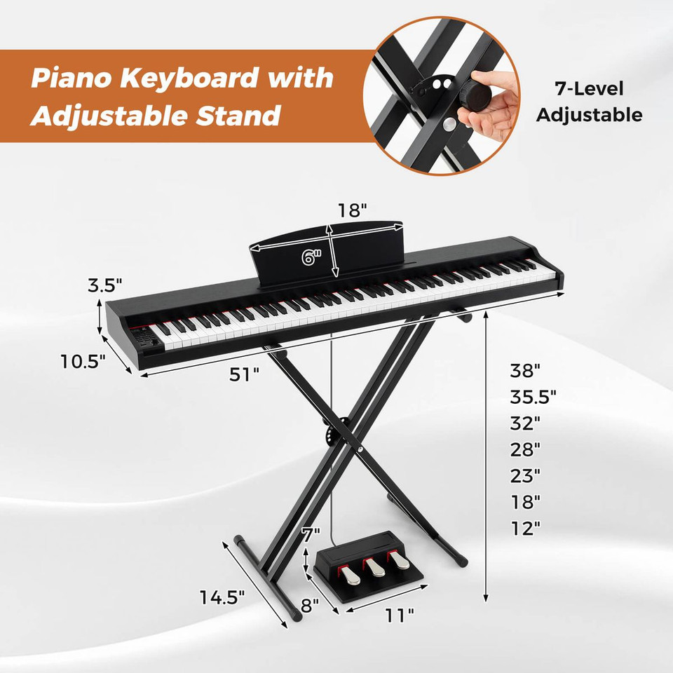 88-Key Keyboard Piano Set with Adjustable Stand product image