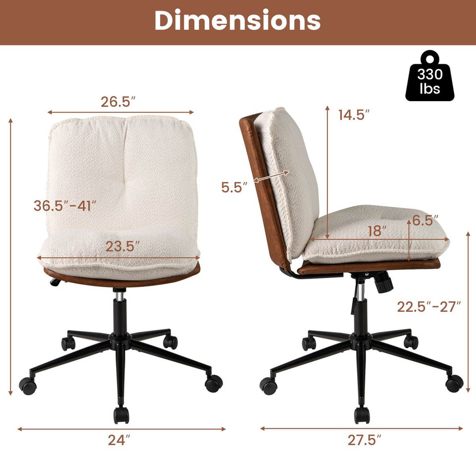  Armless Adjustable Home Office Chair with Rocking Backrest product image