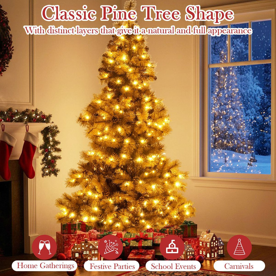 6FT Artificial Christmas Tree with 200 LED Lights product image