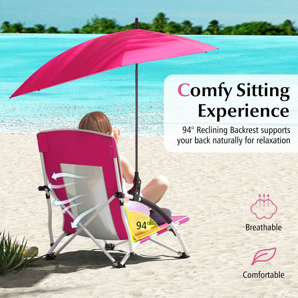 Portable Beach Umbrella Chair with Parasol and Tilt-Adjustable Knob product image