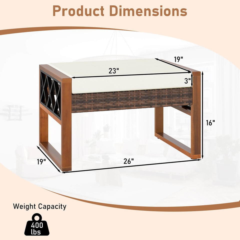 Outdoor PE Rattan Wicker Ottoman (2-Pack) product image