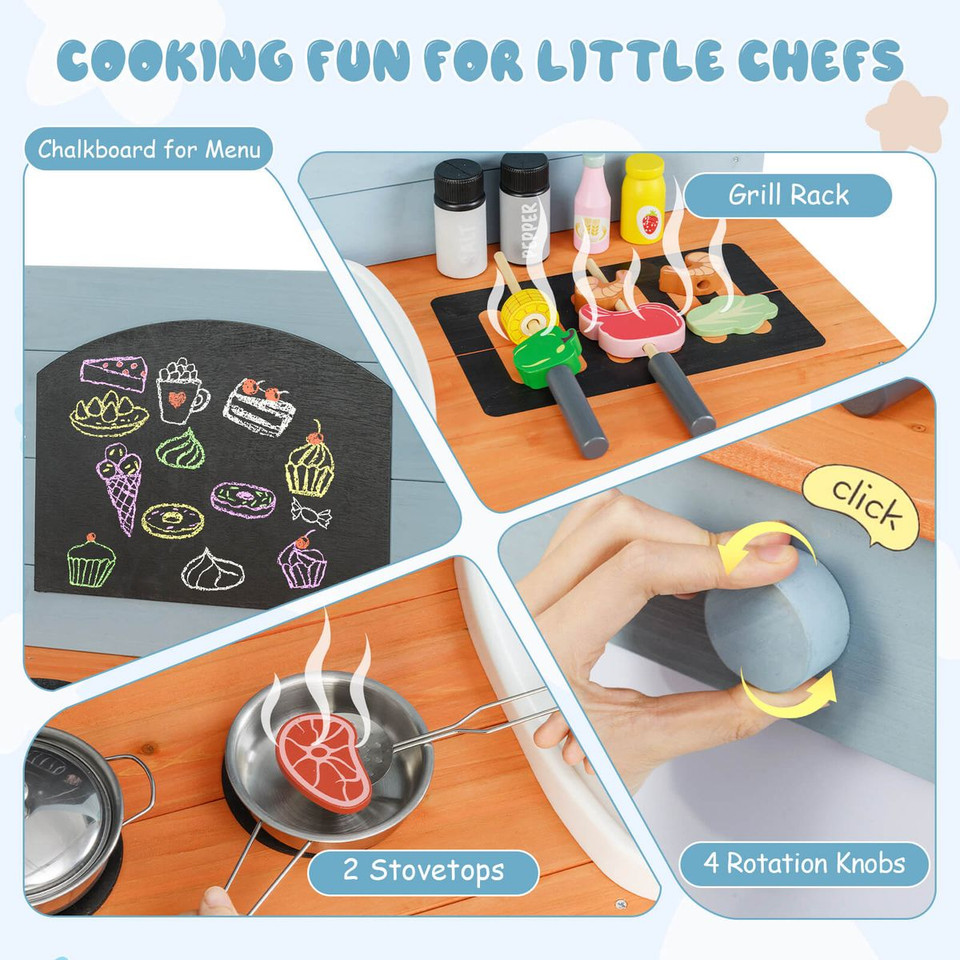 Kids Mud Wooden Kitchen Playset with Flowerpots  product image