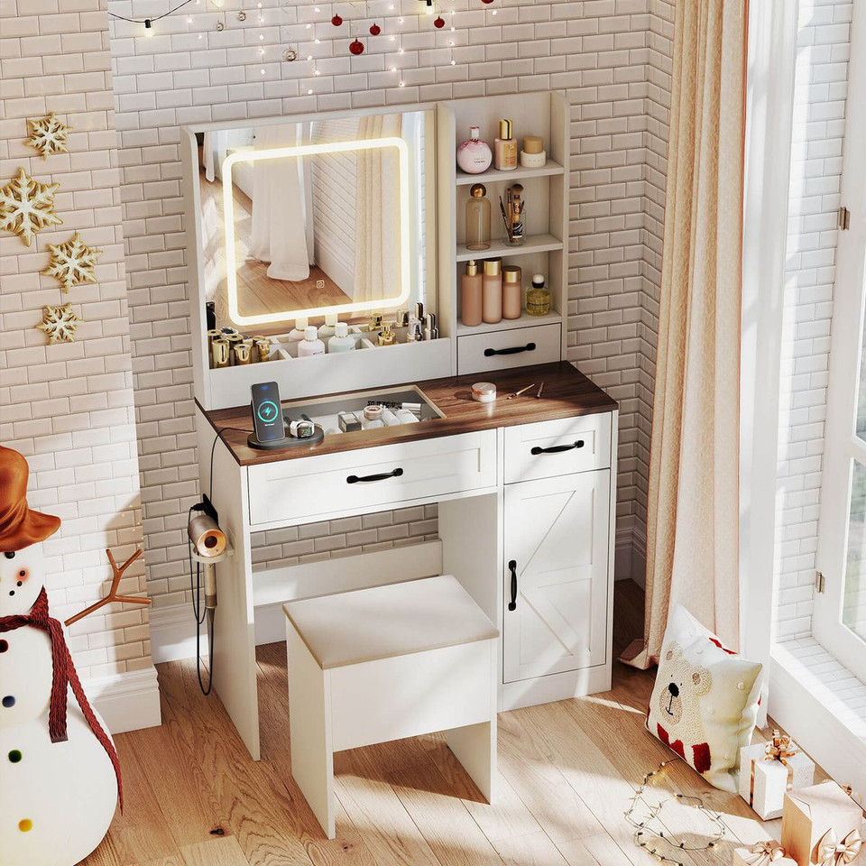 Adjustable Lighted Vanity Desk with Built-In Charging Station product image