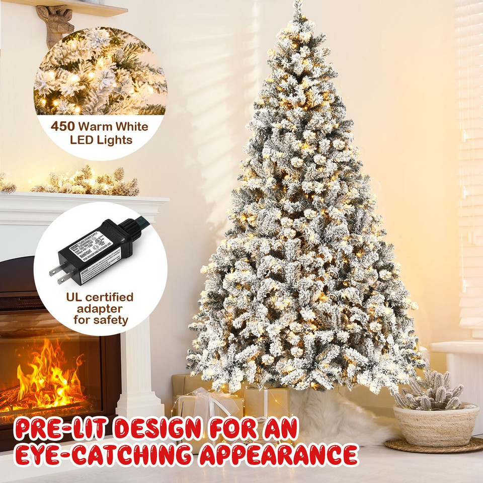 Prelit 7.5ft Snowy Christmas Tree with 450 LED Lights product image