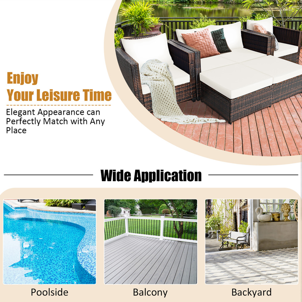 Rattan 5-Piece Cushioned Patio Set product image