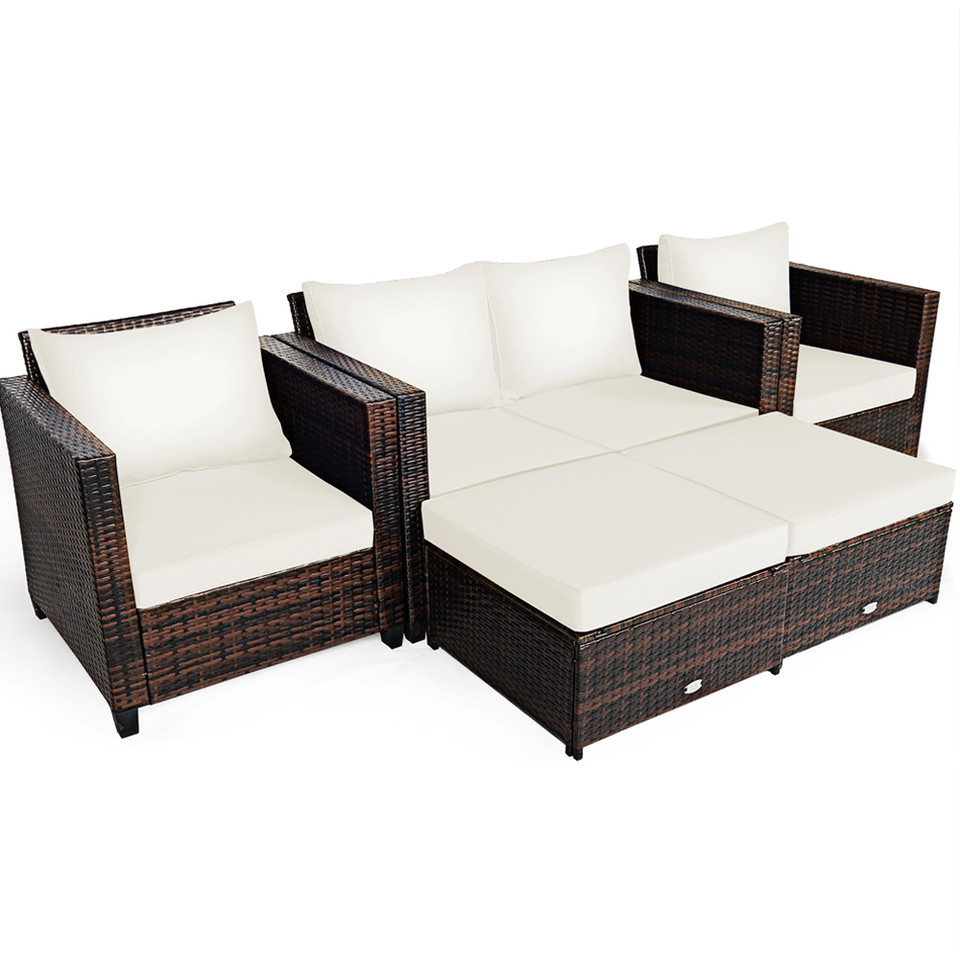 Rattan 5-Piece Cushioned Patio Set product image