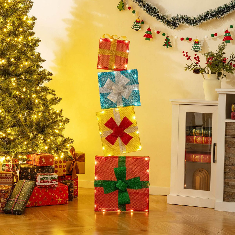 4FT Stackable Holiday Present Boxes with LED Lights product image