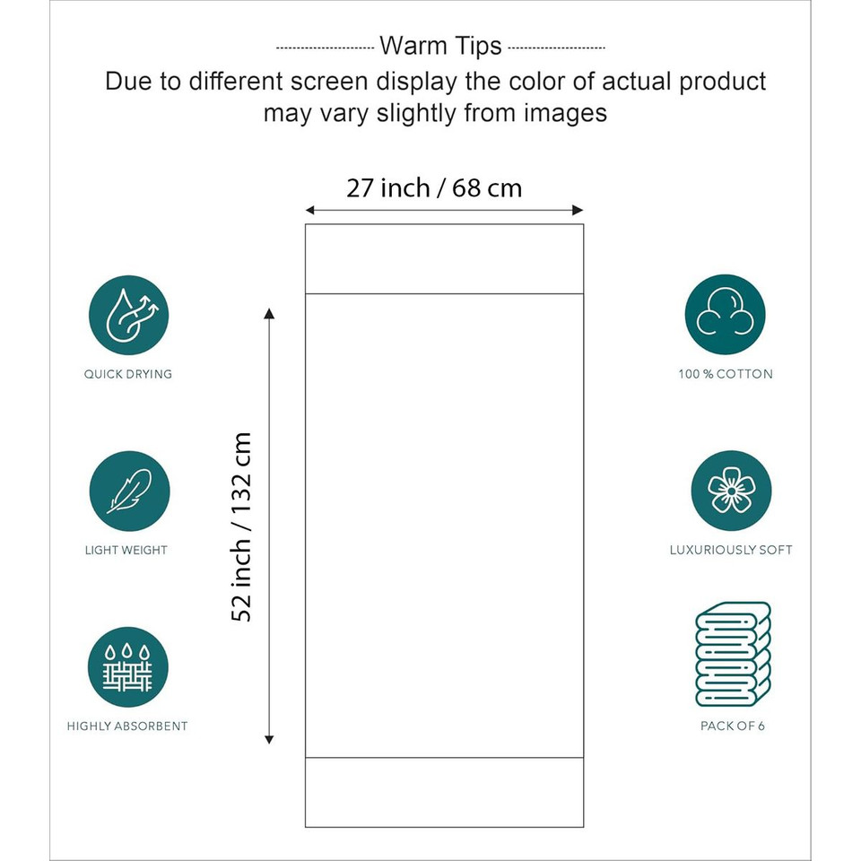 Hotel & Spa 100% Cotton Bath Towel (6-Pack) product image